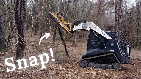 clearing trees with a skid steer|skid steer for fence removal.